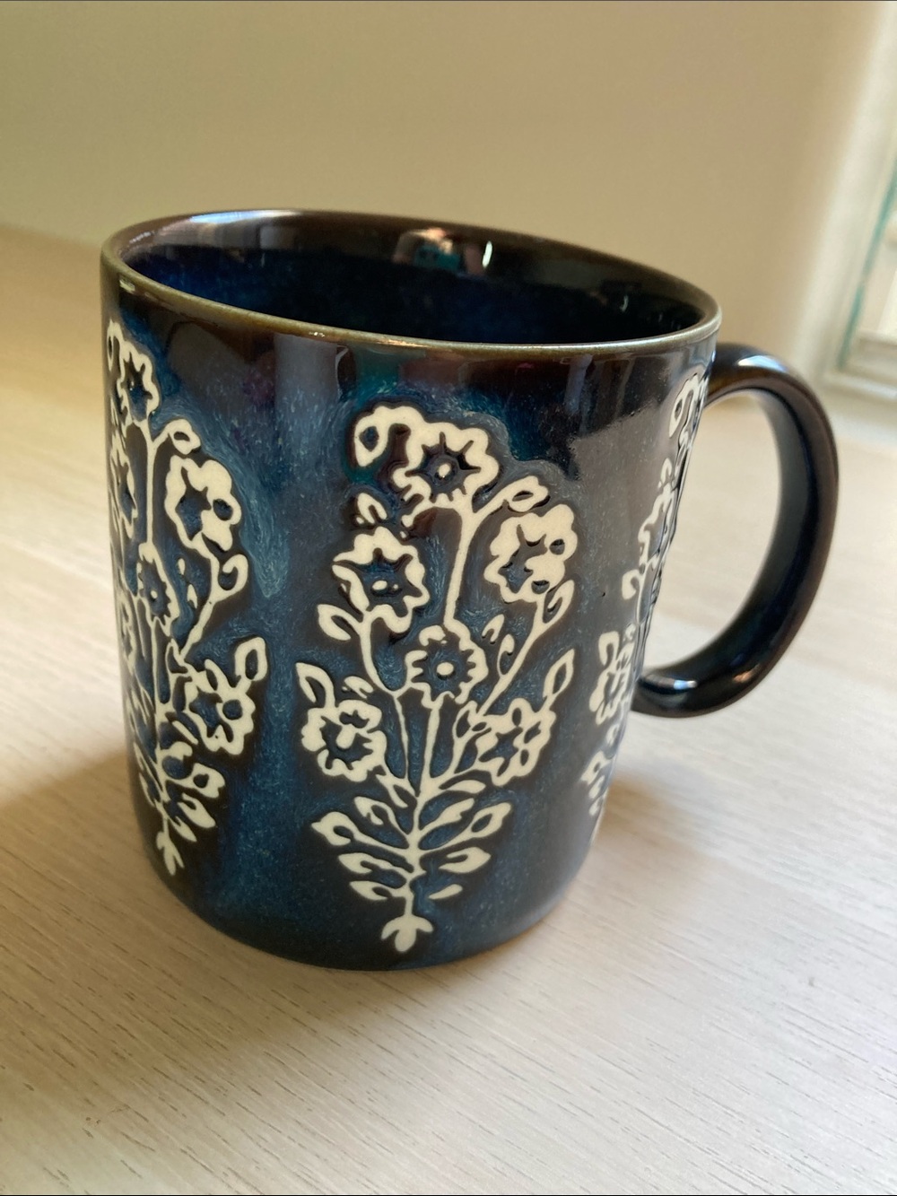 Cottage Reactive Block Mug by Tag Blue Floral Ceramic Coffee Mug